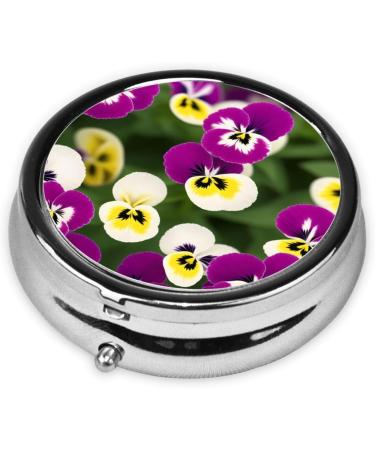 Buy Pansys Printed Mini Round Pill Box - 3 Compartment Travel Organizer for Home & Office - Portable & Stylish Pill Case - Buy Online on GoSupps.com
