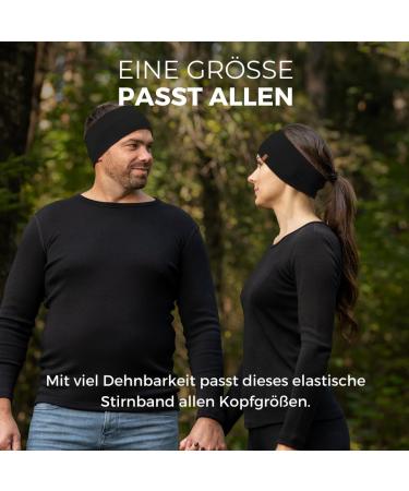 Menique Stretchy Sports Yoga Headbands for Women - 100% Merino Wool Sweatbands - Universal Black Headwear - Buy Online on GoSupps.com