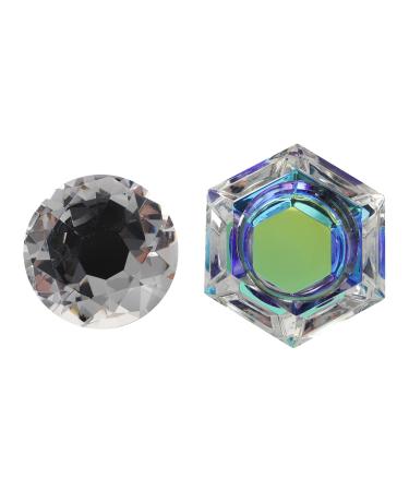 Housoutil Nail Art Crystal Cup Nail Art Liquid Cup Nail Art Tools Dappen Dishes Container with Lid Dappen Dish with Lid Nail Liquid Bowl Clear Container with Ring White Crystal Acrylic Glass