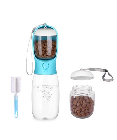 Dog Water Bottle, Large 19OZ Capacity Dog Water Bottle Dispenser Portable, Dog Travel Water Bottle for Walking with Food Container, Portable Water Bottle for Dog BLUE