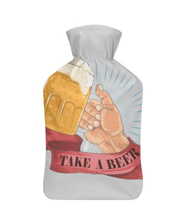 America Beer Hot Water Bottle With Cover Plush Bed Bottle Hand Warmer For Adults And Children 26.5X15.3cm