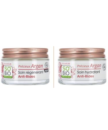 So'Bio tic L A NATURE SO BiO tic | Anti-Wrinkle Face Routine Anti-Wrinkle Day Moisturising Cream (50 ml) + Regenerating Anti-Wrinkle Night Care (50 ml) | Reduces Wrinkles | 99% Natural Origin | Made in France