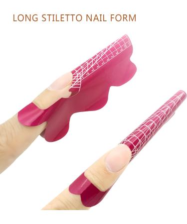 Professional Stiletto Nail Forms 100Pcs for Builder Gel Polygel Nail Art Extension Sticker Self-adhesive Nail Art Tips Guide Stickers for Acrylic Gel Nail Extension Art 100Pcs Extralong-Blossoms - Buy Online on GoSupps.com