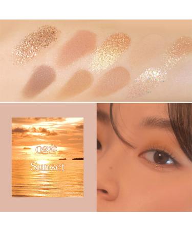 Erinde 10 Colors Eyeshadow Palette - Matte Shimmer Glitter Shades for Ultra-blendable, High Pigmented, Natural-looking Eye Makeup | Professional Brush Included | Sunset Color Palette - Buy Online on GoSupps.com