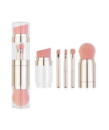 5 in 1 Makeup Brush Kit | Portable Super Soft Fiber Brushes for Eyeshadow & Powder | Premium Synthetic Makeup Brushes for Women - Buy Online on GoSupps.com