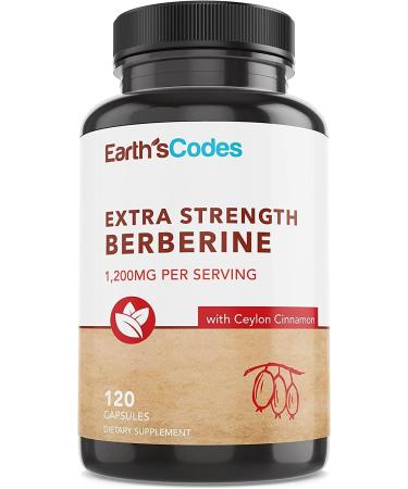 Earth's Codes Premium Berberine 1200mg Capsules | Enhanced with Organic Ceylon Cinnamon | Supports Glucose Metabolism & Immune System | Vegan Friendly - 120 Pills - Buy Online on GoSupps.com