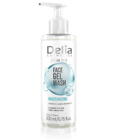 Delia Cosmetics Clean Skin Moisturizing Face Wash Gel All Skin Types Cleanses Moisturizes Smooths Vitamin C Sweet Almond Oil - 200ml