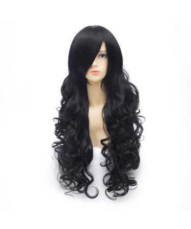 Qiyun.z CardCaptor Sakura cinema kinomotosakura long curly wavy black costume cosplay anime art fiber hair heat -resistant full wig for women