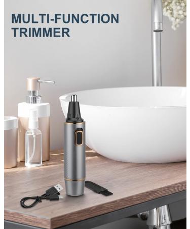 Painless Nose Hair Trimmer for Men 2023 | Dual Edge Blades, Waterproof & Powerful Motor | Grey Gold - Buy Online on GoSupps.com