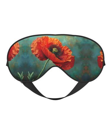 Poppy Flower Print Ultra-Soft Light-Blocking Eye Mask for Optimal Comfort and Restful Sleep