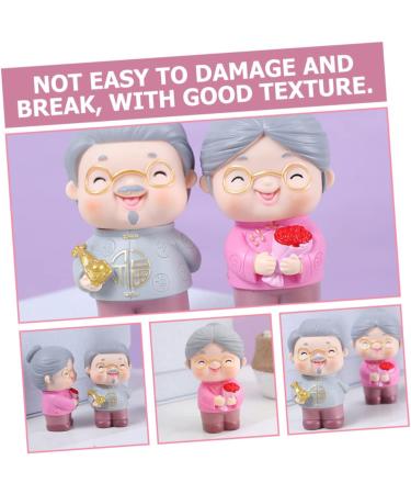 Elderly Couple Cake Figurines - Pink Vinyl Cake Decoration | 8.4x4.8CM - Perfect for Baking & Crafting - Buy Online on GoSupps.com