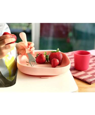 Baba Silicone Feeding Set - Plate, Bowl, Cup, Spoon - Strong Suction Pad - Pink - Baby & Children - 4 Piece Meal Set - Buy Online on GoSupps.com