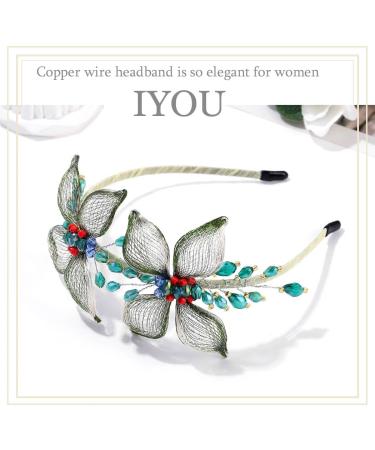 IYOU Copper Wire Wedding Headband Green Butterfly Hair Hoop Handmade Prom Guest Bridal Hair Accessories for Women - Buy Online on GoSupps.com