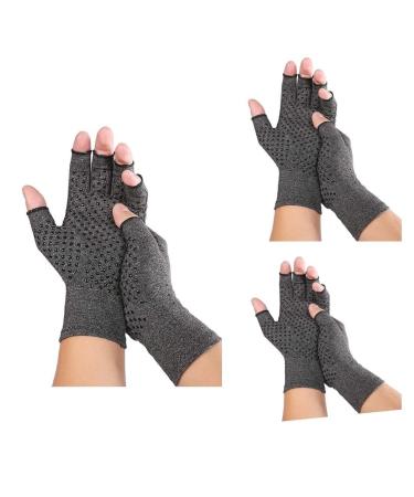 3 Pairs Arthritis Gloves Pressure Gloves Breathable Relieve Joint Pain rheumatoid arthritis swelling and tendonitis pain relief Provide Support and Warmth (With Silicone Dots) (SMALL)