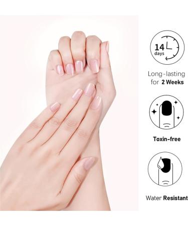 Semi Cured Gel Nails Strips - 16cps Stickers Nail Wraps Soft Self - Transparent Full Wraps Nail Polish Stickers French Style with Nail File & Wooden Cuticle Stick (Transparent) - Buy Online on GoSupps.com