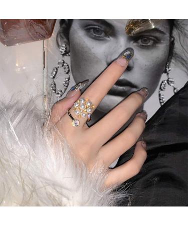 Bridal Pearl Flower Knuckle Ring | Adjustable Crystal Wedding Jewelry - Buy Online on GoSupps.com