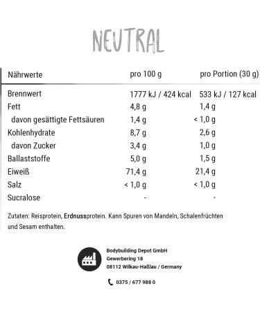 Bodybuilding Depot Vegan Protein Powder 1kg | Eco-Friendly 100% Plant-Based Excellent Solubility & Natural Taste - Buy Online on GoSupps.com