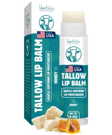 Beef Tallow Lip Balm Natural Tallow Beeswax Chapstick Hydrating Moisturizer Grass Fed Bison Tallow Balm Lip Care Soothes Chapped Dry Lips Sensitive Skin Long Lasting & Vitamin Rich USA-Made