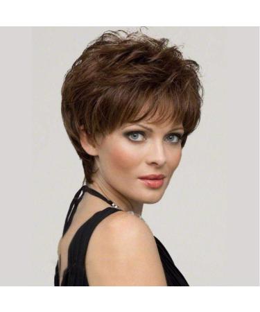 European & American Fashion Ladies Short Curly Hair Brown Micro Roll Full Wig | Natural Light Brown Color - Buy Online on GoSupps.com