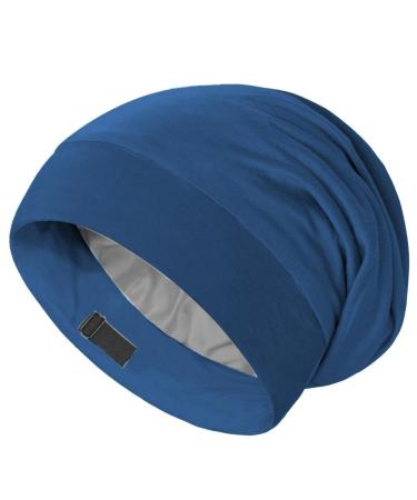 Bonnet doubl soyeux pour cheveux boucl s et tresses qui restent en place toute la nuit Bleu Marine