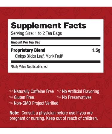 Buy Bravo Tea Absolute Ginkgo Biloba Herbal Tea - Caffeine Free, 20 Bags - Buy Online on GoSupps.com