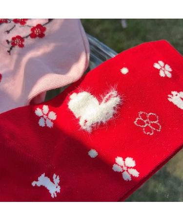 Chinese Spring Festival Zodiac Rabbit Lucky Socks - 6 Pairs Gift Box Set 34-40 Red - Buy Online on GoSupps.com