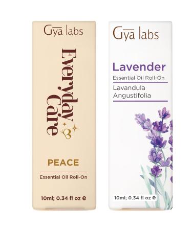 Peace & Lavender Roll On Set - Essential Oils Aromatherapy Roll On with Essential Oil Set - 2x0.34 fl oz - Gya Labs
