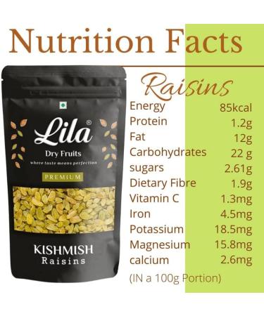 LILA DRY FRUITS Premium Seedless Golden Raisins 200g | Amazing Quality Green Kishmish | Dried Grapes | Rich in Iron & Vitamin B | Healthy Sweet Treats - Buy Online on GoSupps.com