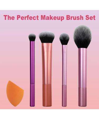 Everyday Essentials Makeup Brush Set + Makeup Sponge Set Makeup Brush Set for Blending Eyeshadow 4 Makeup Brushes and 1 Makeup Sponge for Foundation Blush Bronzer Eyeshadow - Buy Online on GoSupps.com