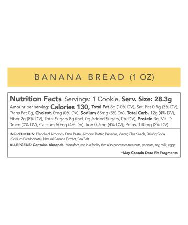 Love + Chew Banana Bread Minis - 18 Count | Gluten-Free & Vegan Soft Baked Cookies | Paleo & Non-GMO Snacks - High Protein Almond Snacks - Buy Online on GoSupps.com