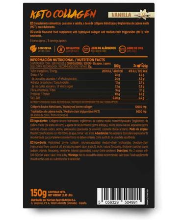 HSN Keto Hydrolyzed Collagen | Keto Collagen | Ideal for Keto Diet | Gluten Free Lactose Free Fish Free | With Stevia Powder | Vanilla | 150g - Buy Online on GoSupps.com