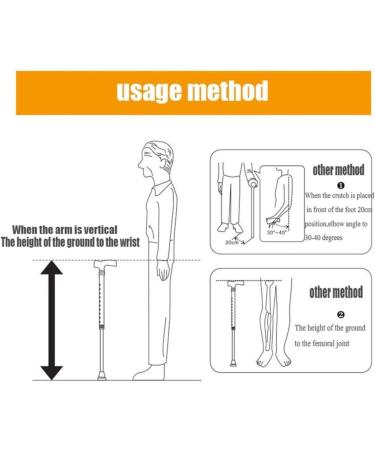 Walking Stick for Old Man Elderly Telescopic Stable Non-Slip Lightweight Height Adjustable with Led Light Black Crutch for Men or Women Injured Disabled Crutches Hello Independence - Buy Online on GoSupps.com