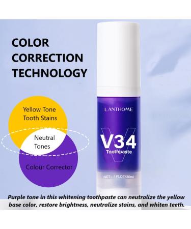 V34 Toothpaste - Purple Teeth Whitening & Tooth Stain Removal | Best Tooth Color Corrector for a Radiant Smile - Buy Online on GoSupps.com