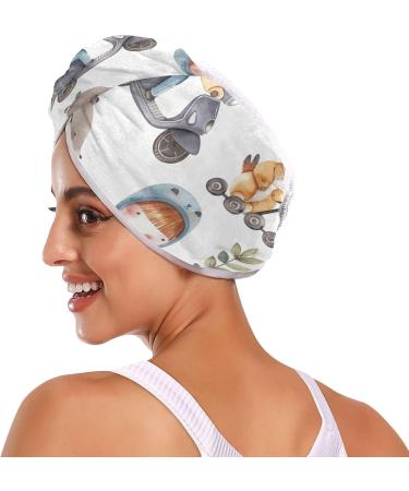 Shop 2 Pack Animal Driving Car Hair Towels - Super Absorbent Quick Dry Turbans for Women & Girls - Buy Online on GoSupps.com