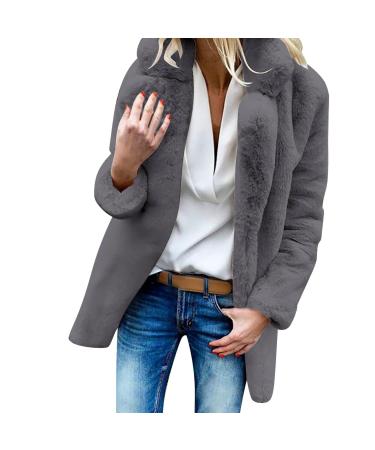 Hanxiulin coat plush jacket hoodie jacket oversize winter coat women sweater fleece sweater long arm stand -up collar upperwear warm cozy long thick ladies trench coat winter warm trench coat 5xl dark gray