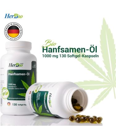 Organic Hemp Oil Capsules - 130 Halal Gelatin Capsules | 1000 mg Each | 100% Natural No Additives Lab Tested - Buy Online on GoSupps.com