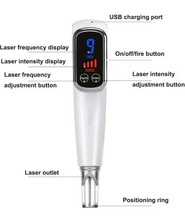 Stylo Picoseconde avec Cran LCD 9 Niveaux De Fr Quence + 4 Niveaux D'Intensit pour Liminer Les Tatouages Cicatrices Grains De Beaut Taches De Rousseur Et Taches Brunes Blue - Buy Online on GoSupps.com