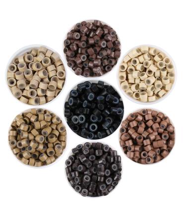 Kullke 1000 Pcs 4.5mm Micro rings Silicon Lined Micro Rings Silicone Nano Beads for 0.5g/0.7g I Tip Stick Hair Extensions Aluminum Micro Rings Silicone Nano Rings Beads 4.5mm #3 Dark Brown 4.5mm 1000pcs #3 Dark Coffee