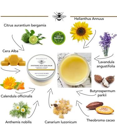 100% Natural Soothing Skin Balm | Shea & Cocoa Butter | Beeswax | Supports Bees | 100ml - Buy Online on GoSupps.com