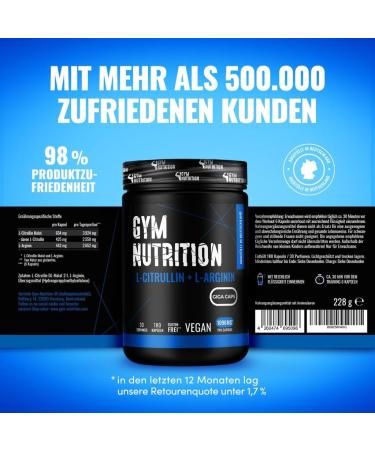 High-Dose L-Arginine + L-Citrulline - 180 Vegan Capsules | 1096 mg per Capsule | Premium Amino Acid for Enhanced Performance - Buy Online on GoSupps.com