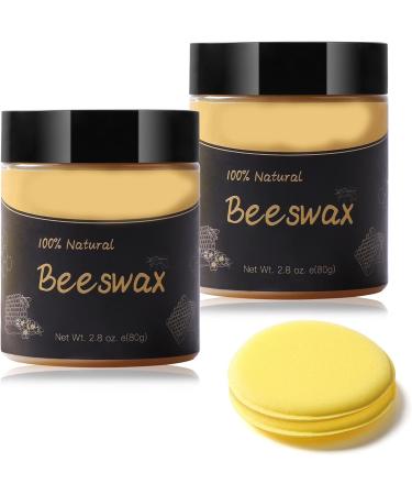 Wood Seasoning Beeswax -2Pcs Natural Wood Wax Polish for Furniture Care Beeswax Polish for Wood Door Floor Tables Chairs Cabinets Bed Frame