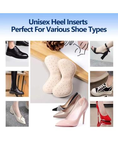 Premium Leather Heel Pads Inserts for Shoes - 4 Pieces (Beige) | Prevent Heel Pain, Rubbing & Blisters - Unisex Cushions for Improved Shoe Fit - Buy Online on GoSupps.com