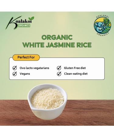 Koalakoi ORGANIC Certified White Jasmine Rice | Easy to cook soft texture sweet flavour fragant rice | Premium quality non-GMO Natural rice grain no Additives or Preservatives (1.8kg) - Buy Online on GoSupps.com