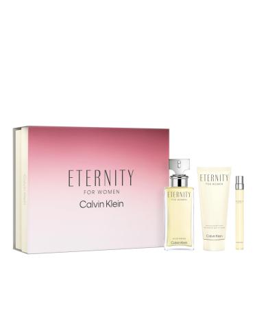 Calvin Klein Eternity Eau de Parfum Floral Women's Perfume With Notes of Bergamot White Lily White Rose Sandalwood & Amber Long Lasting Fragrance 3 piece set(3.3floz.+3.3fl oz.+0.33floz.)