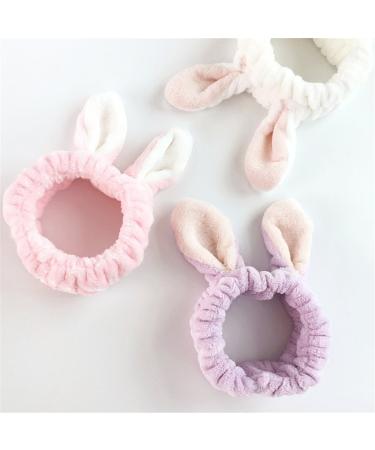 LOVEF Bunny Ear Cosmetic Headband - 5Pcs Fluffy Elastic Makeup Hairband for Shower, Face Washing, Facial Mask, Spa, Cosplay, Party - Buy Online on GoSupps.com