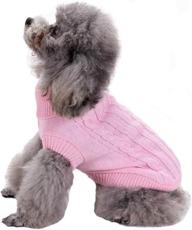 CHBORCHICEN Small Dog Sweater - Knitted Pet Cat Sweatshirt, Warm Winter Clothes for Kitten & Puppy (Medium Pink) - Buy Online on GoSupps.com