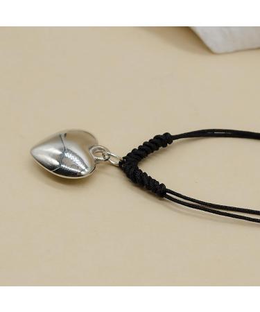 Oralgos Adjustable Black Cord Necklace with Heart Trailer | Stylish Braided Rope & Alloy Chain for Men & Women - Buy Online on GoSupps.com