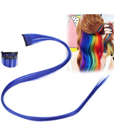 Colored Hairpieces Colored Clip in Hair Extensions Colorful Synthetic Hairpieces Colored Hair Extensions Highlight Synthetic Hairpiece Clipin Hair Extensions for Girls Women Gift (Dark Blue) - Buy Online on GoSupps.com