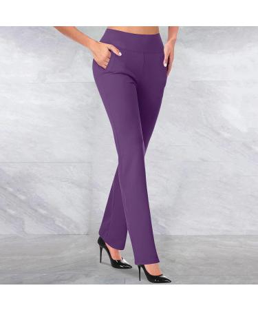 XUETON Women's Stretchy Bootcut Dress Pants with Pockets - Business Casual Work Slacks in Purple, Small - Buy Online on GoSupps.com