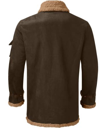 Hanxiulin Men's Plush Fleece Jacket - Warm Cuddly Outdoor Coat - Lightweight Winter Sweater in Brown - Buy Online on GoSupps.com